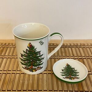 Spode Christmas Tree Mug & Coaster Set